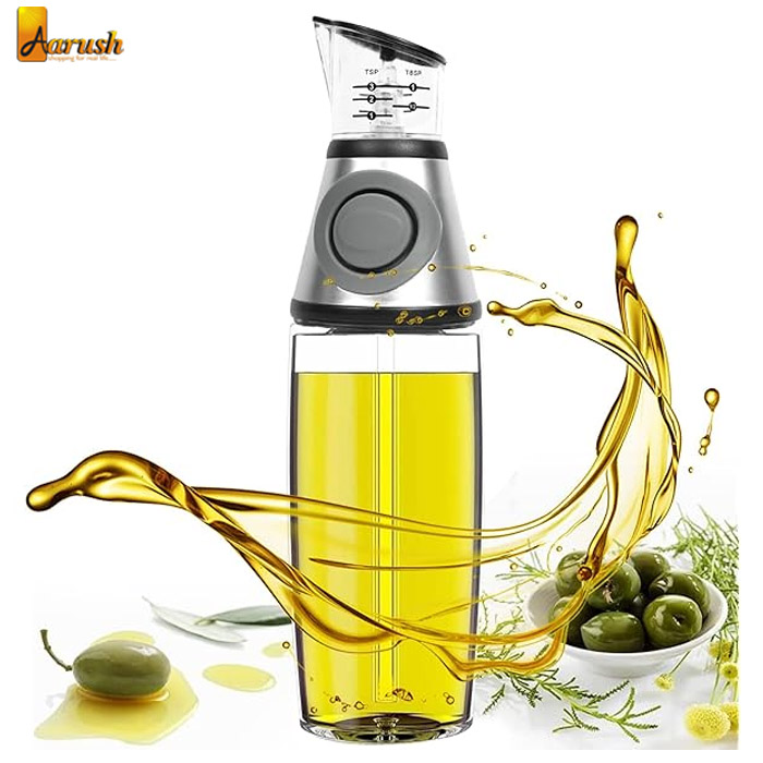 Press and Measure Oil and Vinegar Dispenser 500ml Glass Bottle