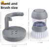 Jesobo Dish Cleaner Soap Dispensing Palm Brush With Storage Stand For Kitchen