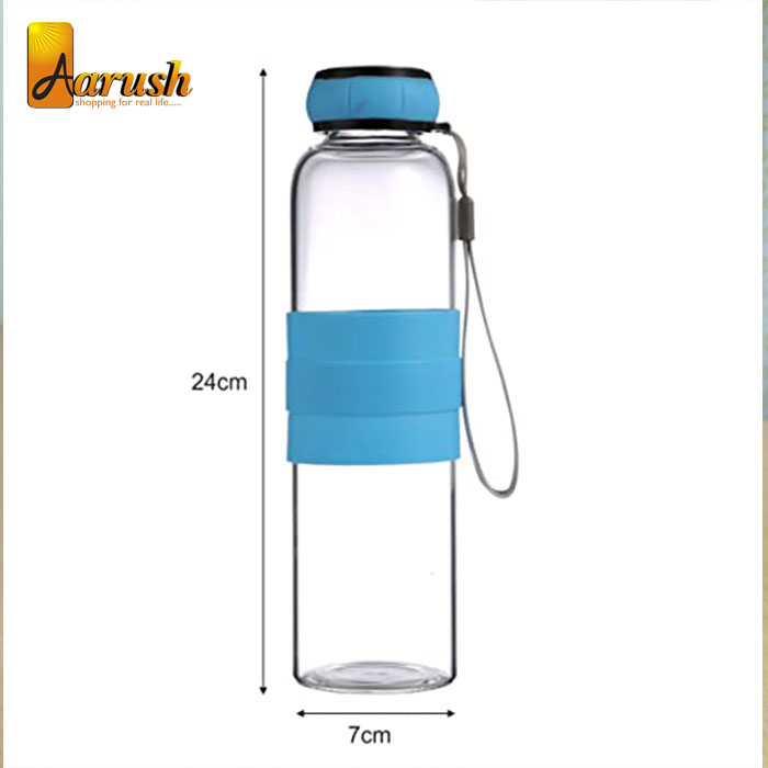 Renberg Borosilicate Glass Water Bottle, 500 ml, Transparent