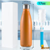 Stainless Steel Thermos Water Bottle, Orange Color