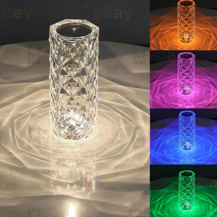 Usb Rechargeable RGB 16 Color Crystal Rose Diamond Table Lamp Acrylic Table Lamp for Living Room Bedroom with Remote