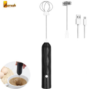 Milk Frother Electric and Rechargeable with 2 Hands and 3 High Speeds for Frothing Coffee And Eggs Mixer