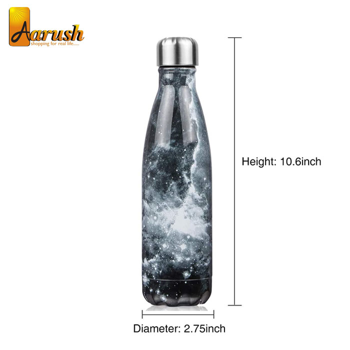Premium Stainless Steel Water Bottle 500ml- Black Galaxy
