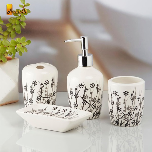 Kookee Ceramic Bathroom Dispenser Accessories Set of 4 Price In Bd