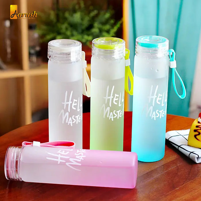 Hello Master Glass Drinking Water Bottle With Cover- 480ml