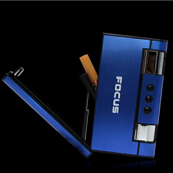 Ultra Thin Cigarette Case Box With Built Butane Flame Lighter