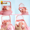 Hoomall 800ML Cute Kawaii Water Bottle With Strap Straw