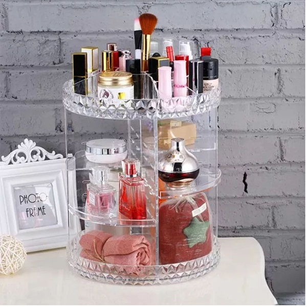 360° Rotation Cosmetic Organizer Makeup Storage Box Stand Holder