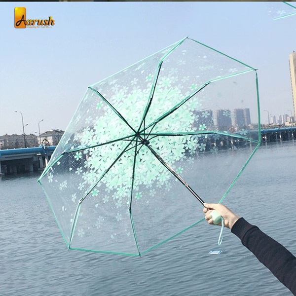 Transparent Flower Design Umbrella