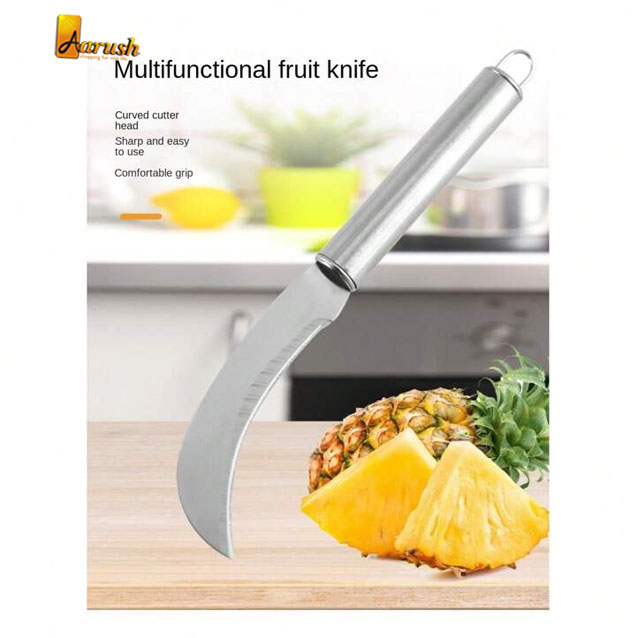 Asian Fruit Vendor Pineapple Cutting Knife Stainless Steel Banana Knife (4)