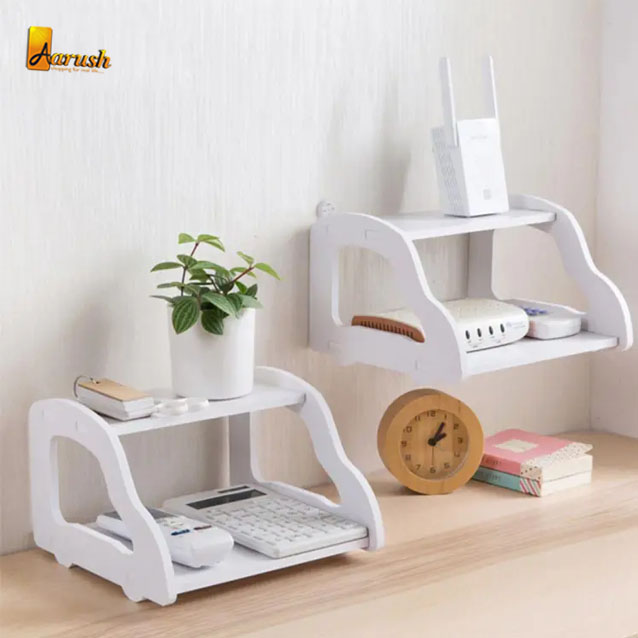 Wifi Router Stand Shelf Double Layer,WiFi Router Storage Box, Hotel Router Cable Storage Organizer