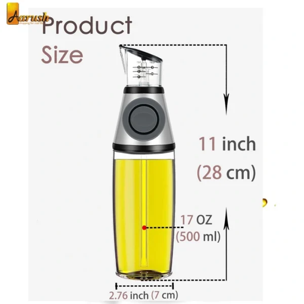 Press and Measure Oil and Vinegar Dispenser 500ml Glass Bottle