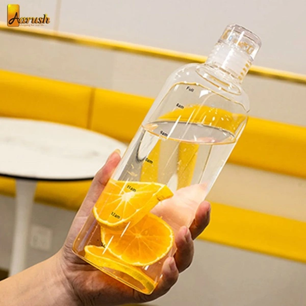 Borosilicate Glass Water Bottle with Straw & Time Marker 750ml